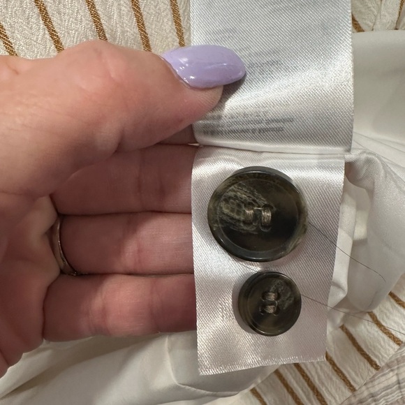 H&M Women’s Blazer US 6 | Beige White Pinstripe | Longline One-Button - Picture 4 of 9